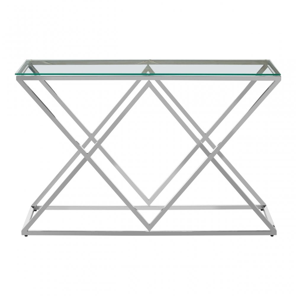 Matayo Inverted Triangles Base Console Table Silver