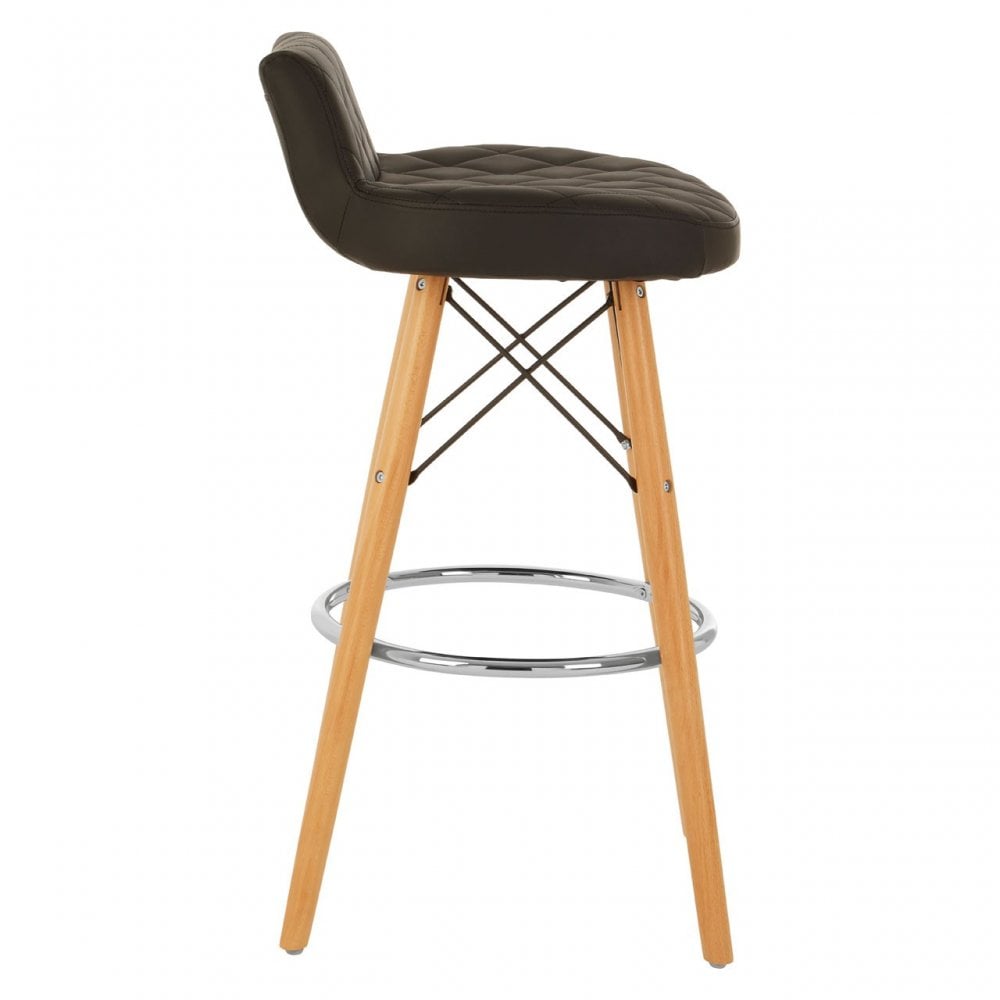 Jersey Black Leather Effect Seat Bar Stool Brown