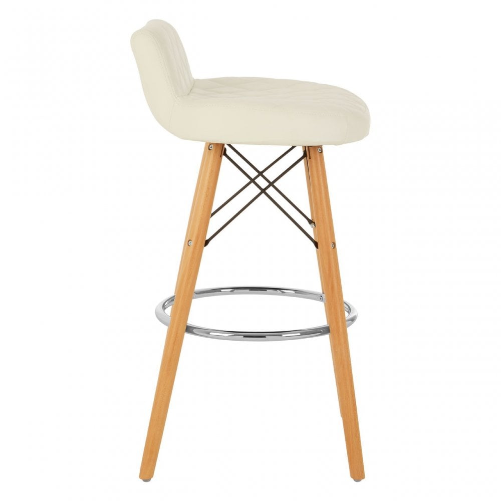 Jersey White Leather Effect Seat Bar Stool White