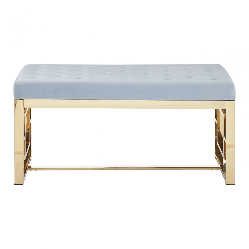 Matayo Grey Tufted Bench Grey