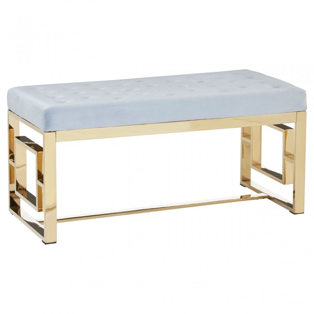 Matayo Grey Tufted Bench Grey