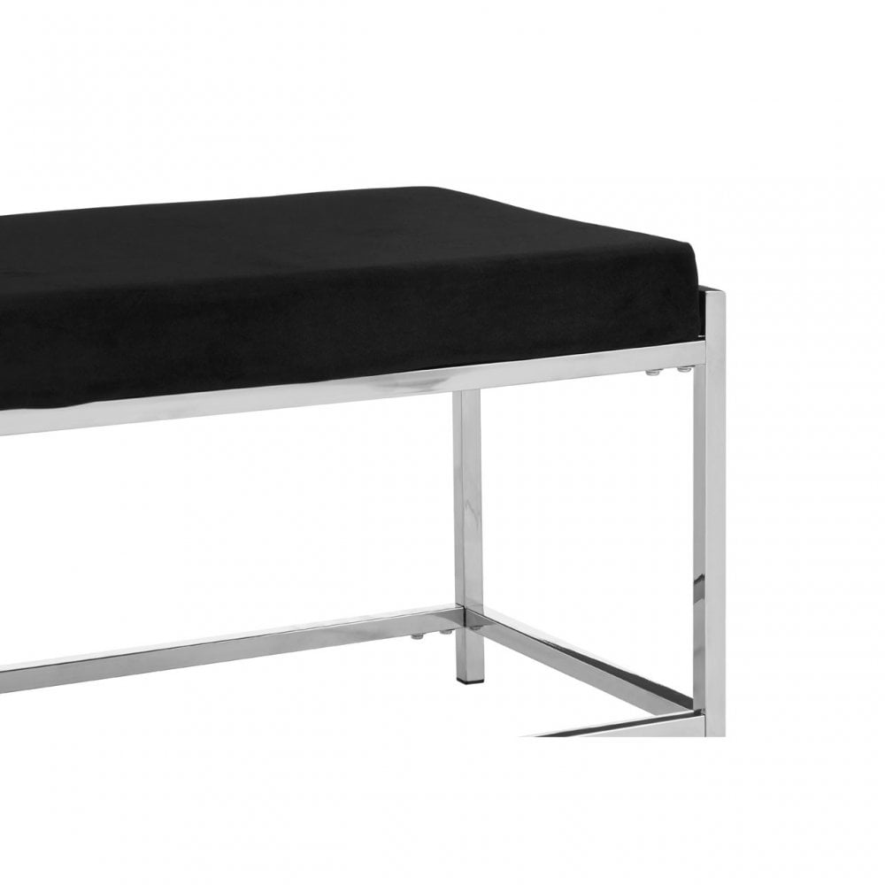 Matayo Black Seat / Silver Metal Frame Bench Black