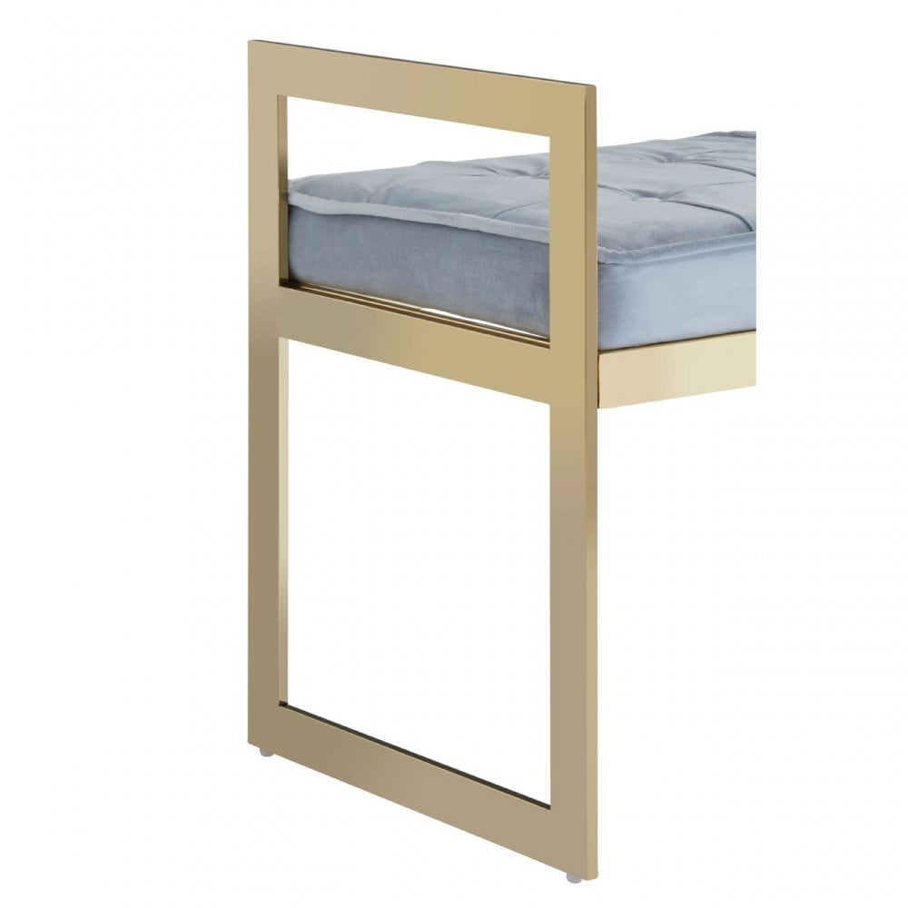 Matayo Grey Seat / Gold Metal Frame Bench Blue