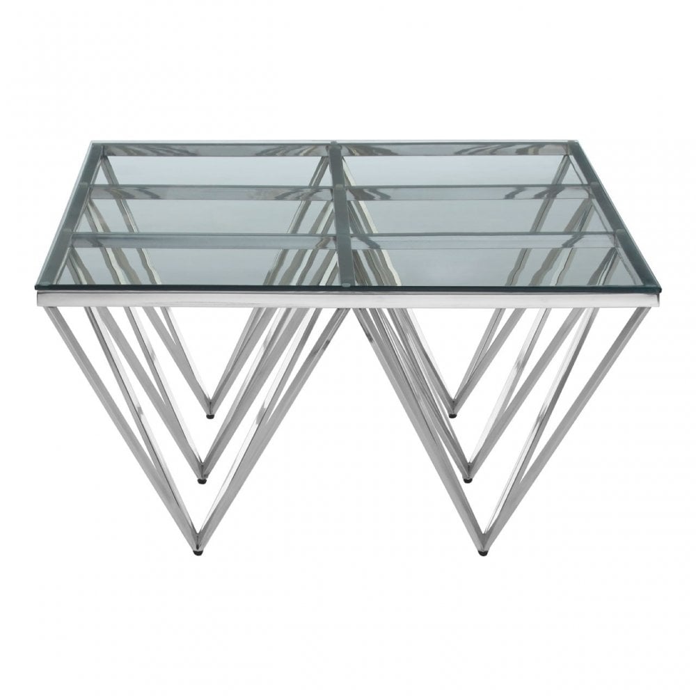 Matayo Spike Triangles Base Coffee Table Silver