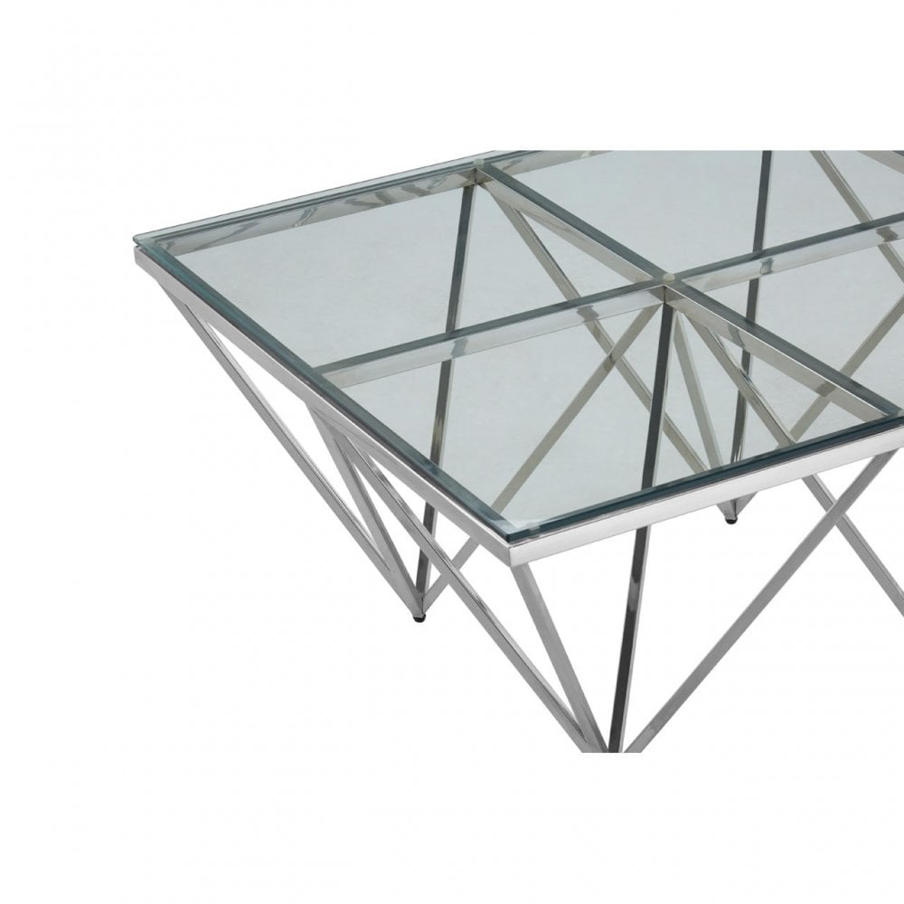 Matayo Spike Triangles Base Coffee Table Silver