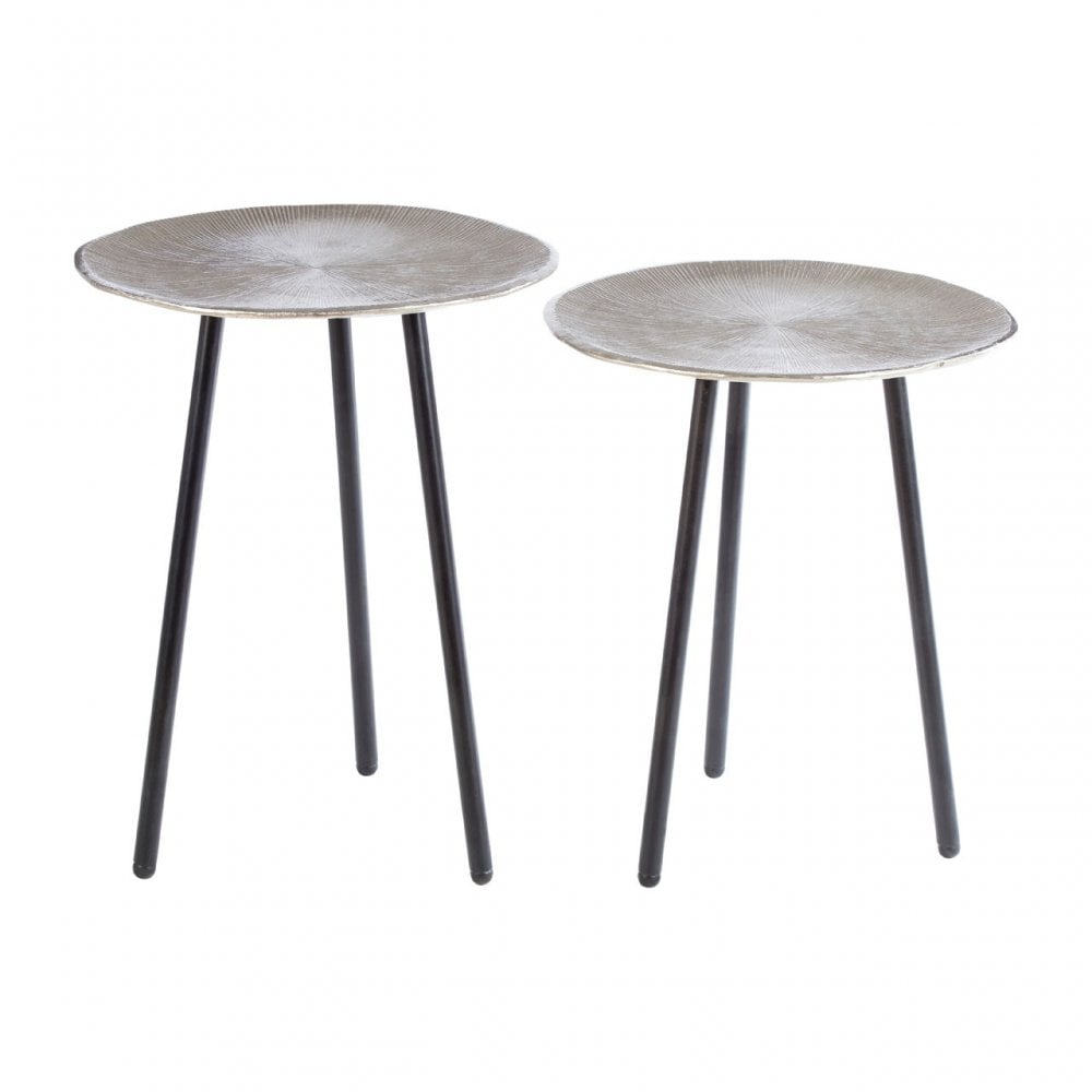 Hamish Set of Side Tables with Tapered Legs Silver