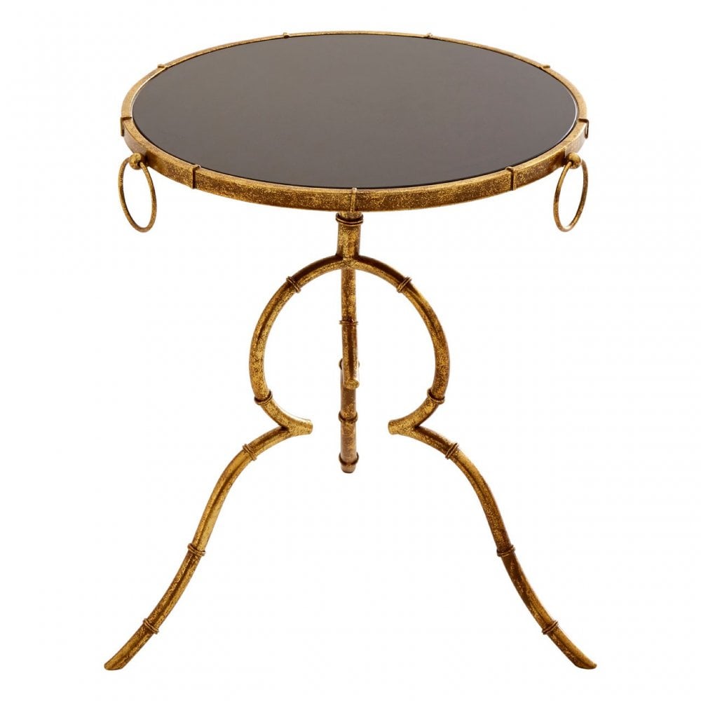 Monroe Black Tempered Glass Top Accent Table Gold