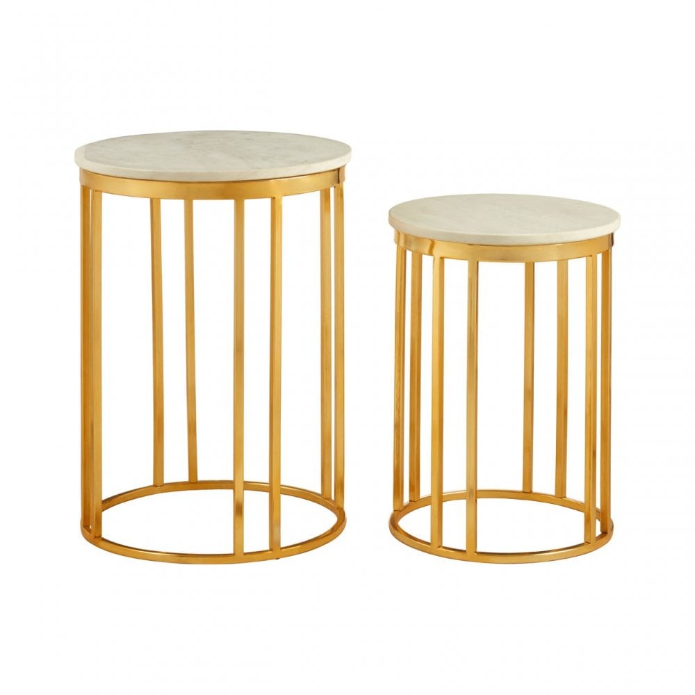 Hamish Set of 2 Linear Design Side Tables Gold