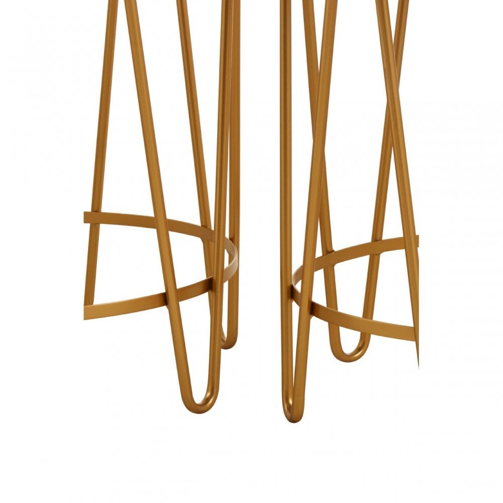 Anvil Set of 2 Haripin Design Side Tables Gold
