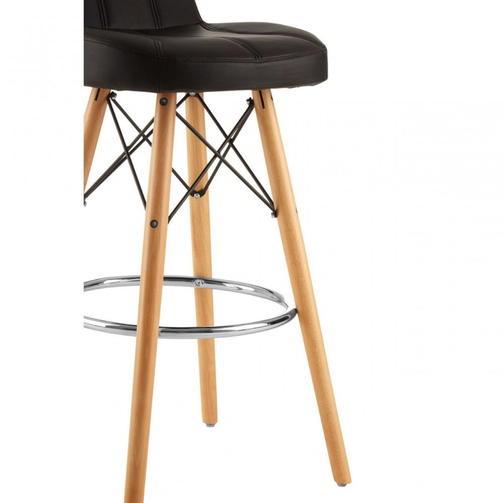 Jersey Black Leather Effect Bar Stool Black