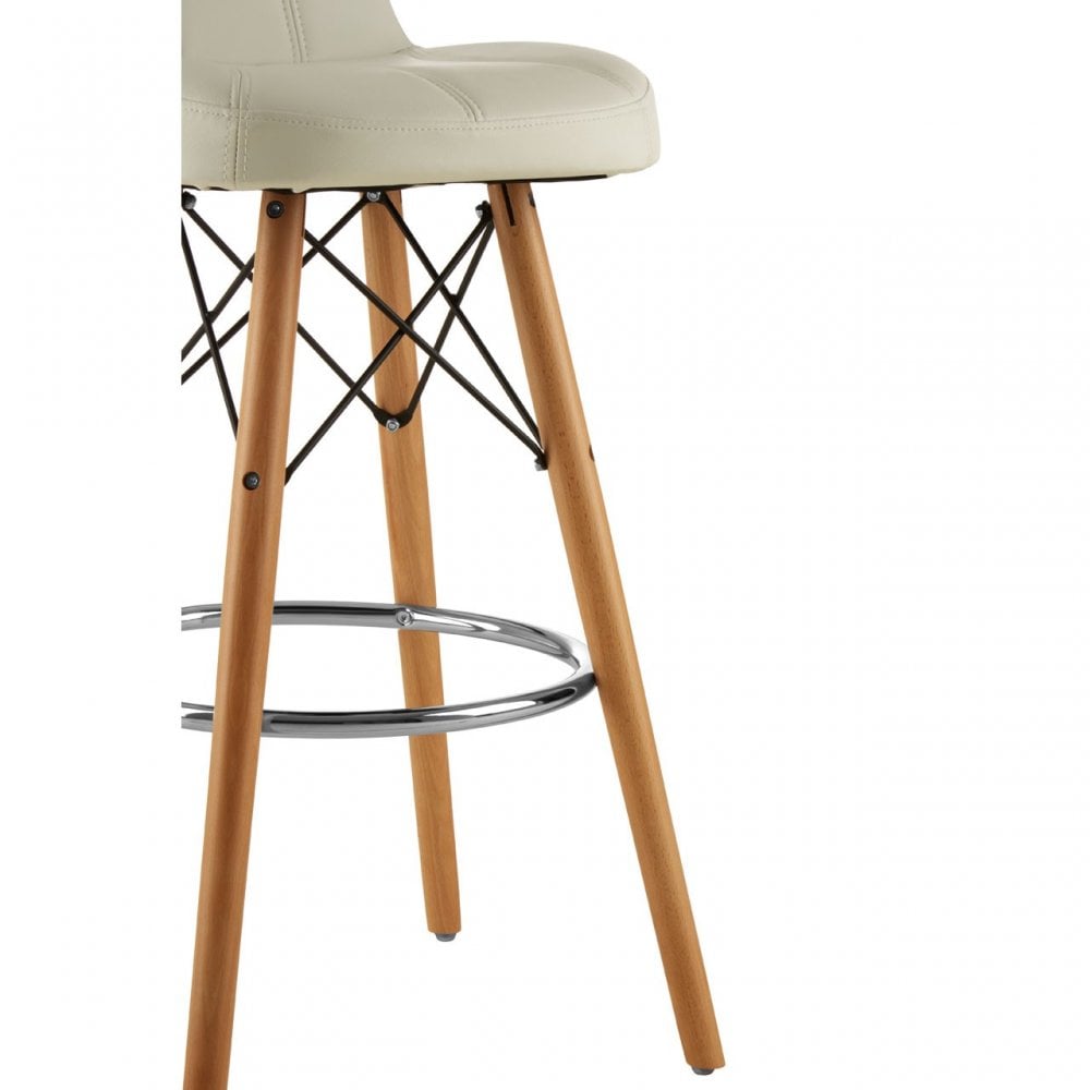 Jersey White Leather Effect Bar Stool White