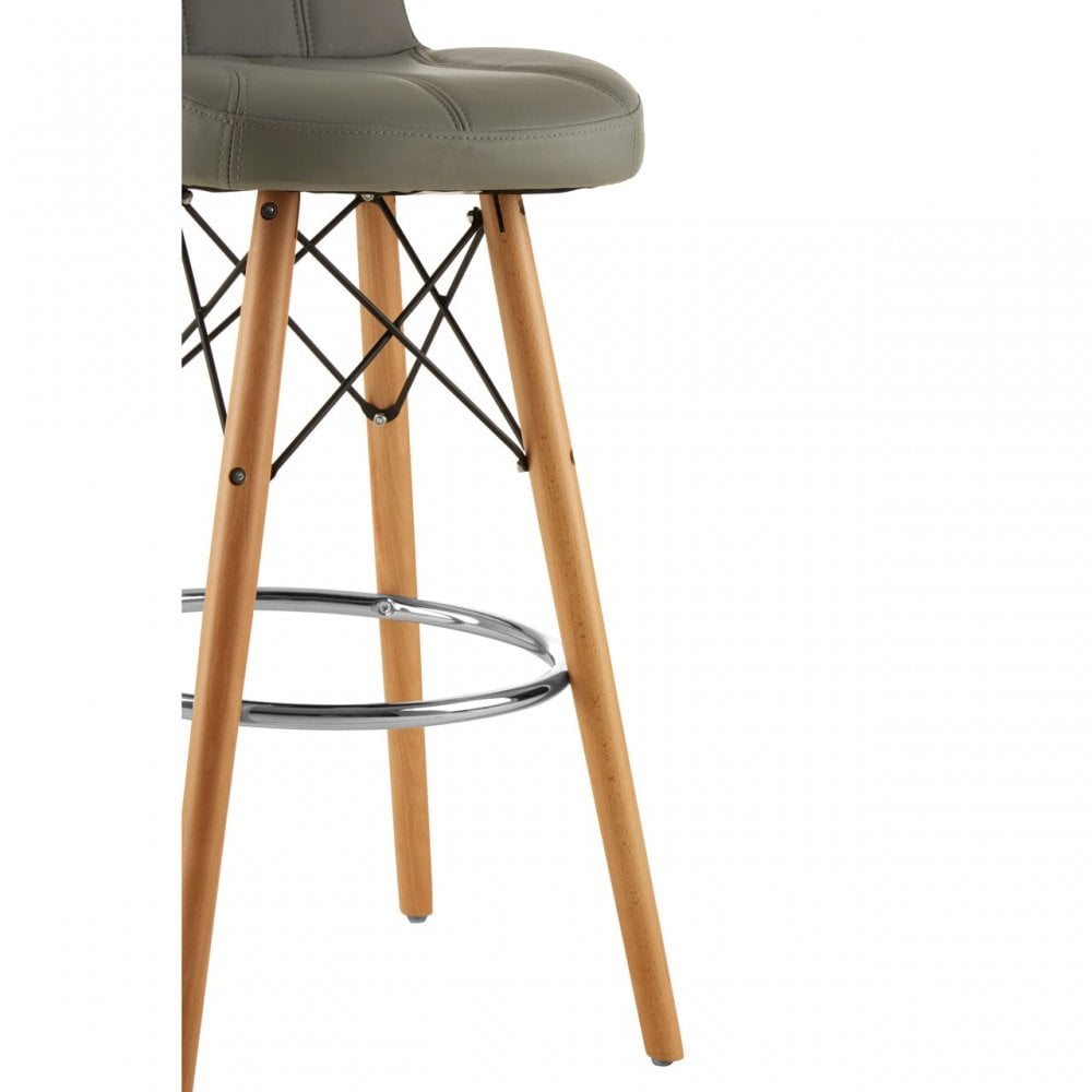 Jersey Grey Leather Effect Bar Stool Grey