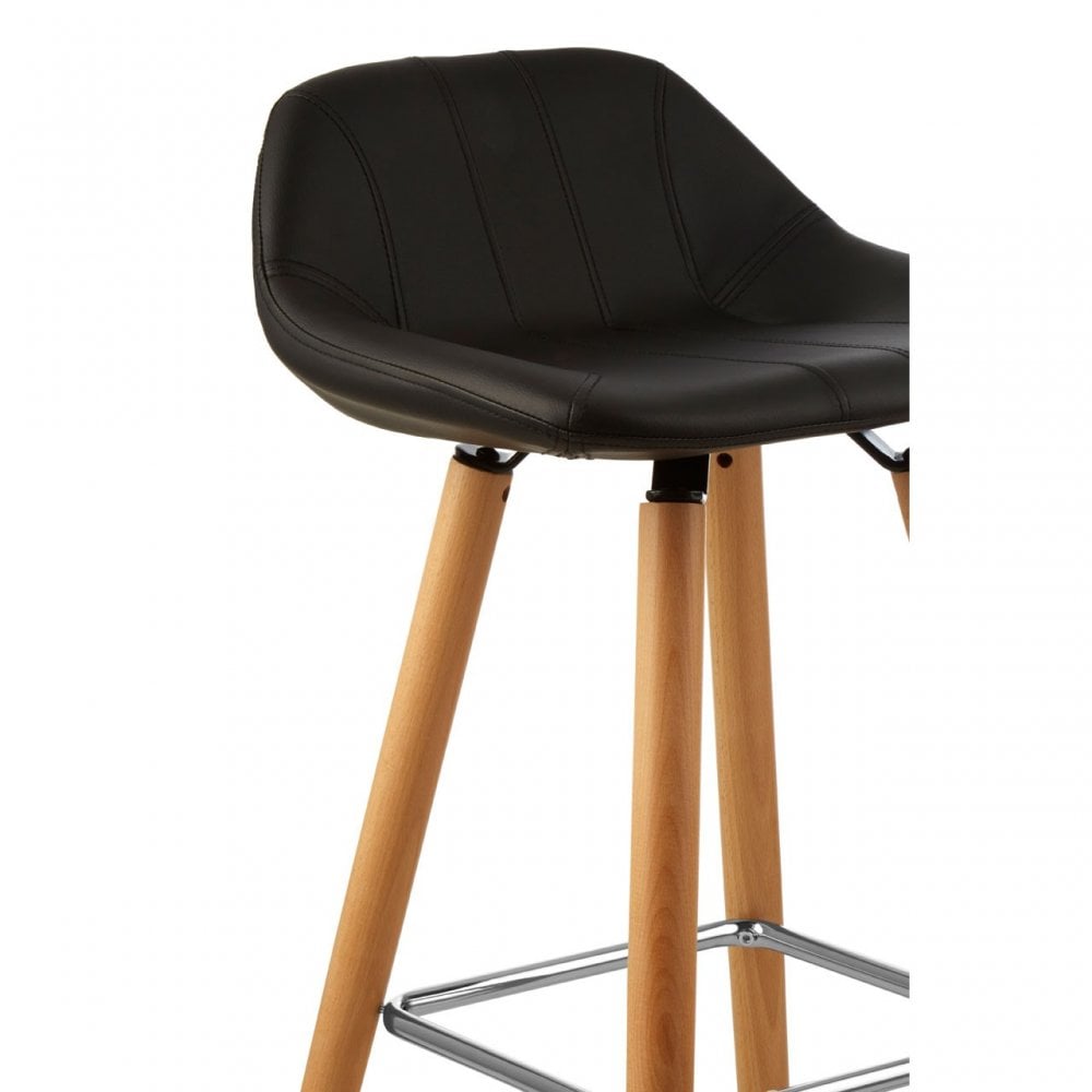 Stockholm Black Faux Leather Bar Stool Black
