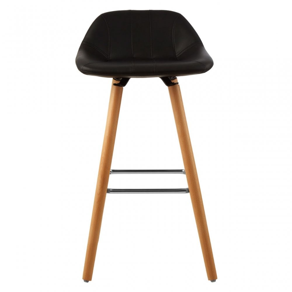 Stockholm Black Faux Leather Bar Stool Black