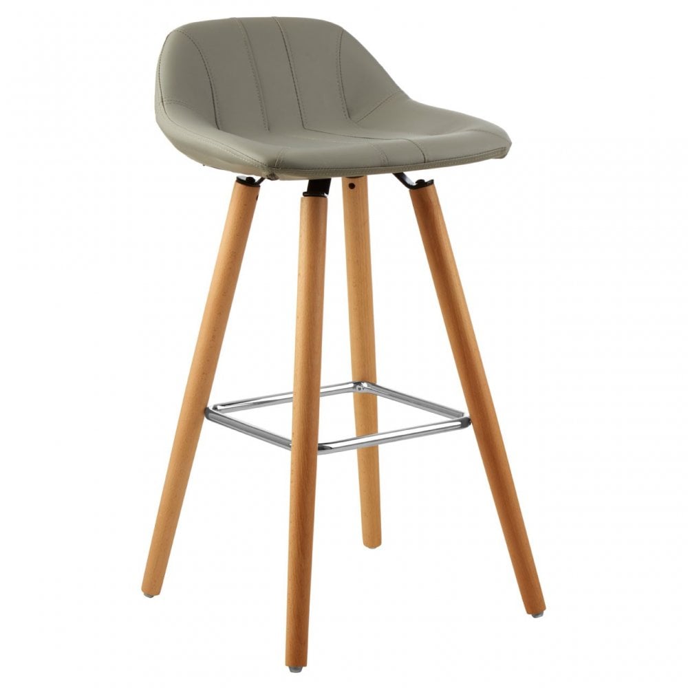 Stockholm Grey Seat / Beechwood Legs Bar Stool Grey