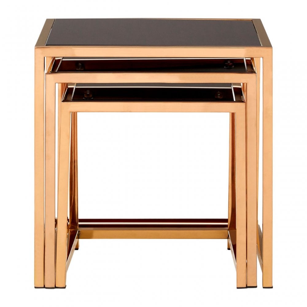 Pantino Set of 3 Square Side Tables Gold