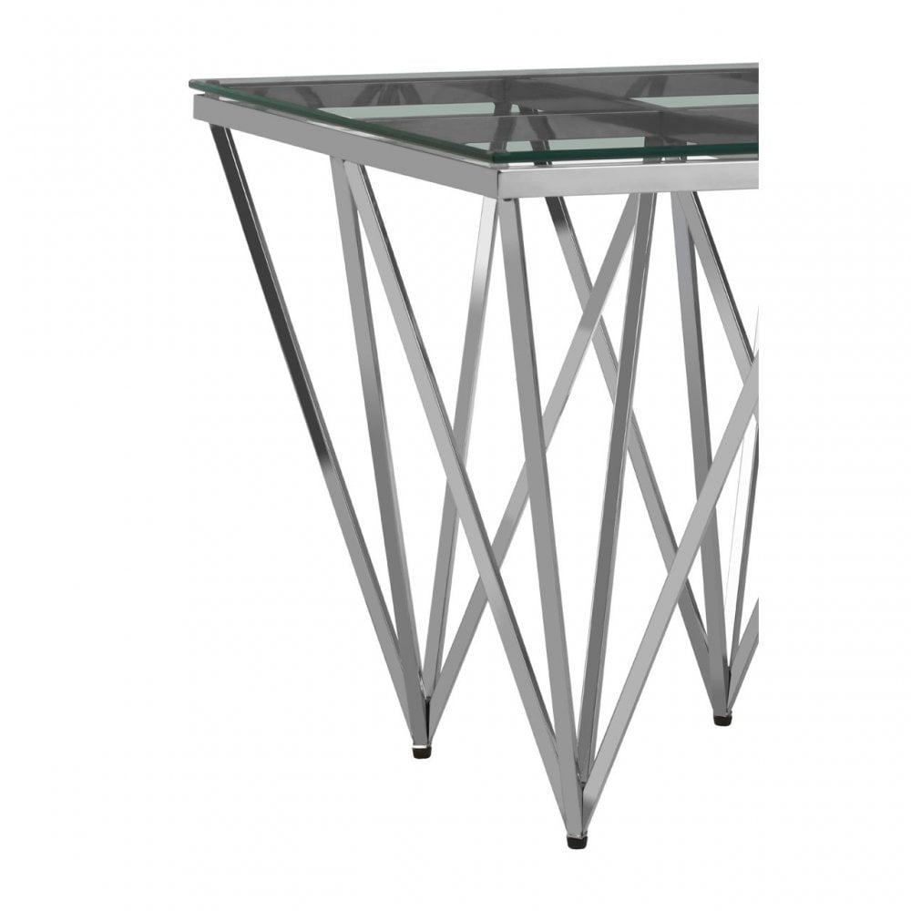 Matayo Silver Finish Spike Legs End Table Silver