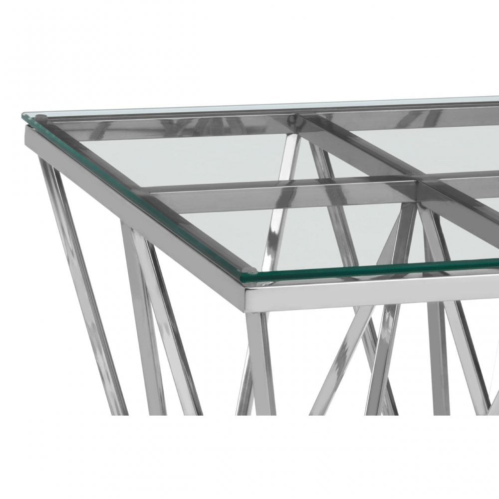 Matayo Silver Finish Spike Legs End Table Silver