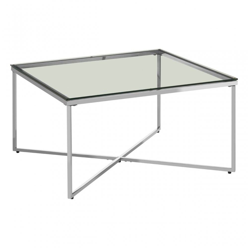 Matayo Silver Finish Cross Base End Table Silver