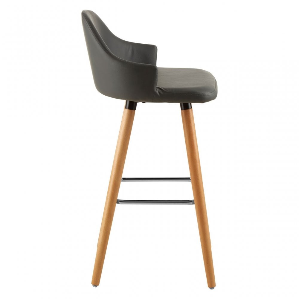 Stockholm Grey Faux Leather Bar Stool Grey