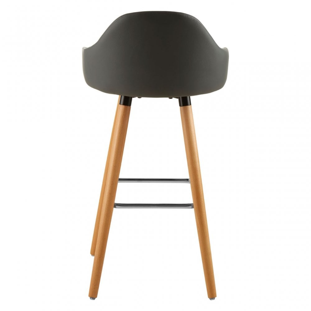 Stockholm Grey Faux Leather Bar Stool Grey