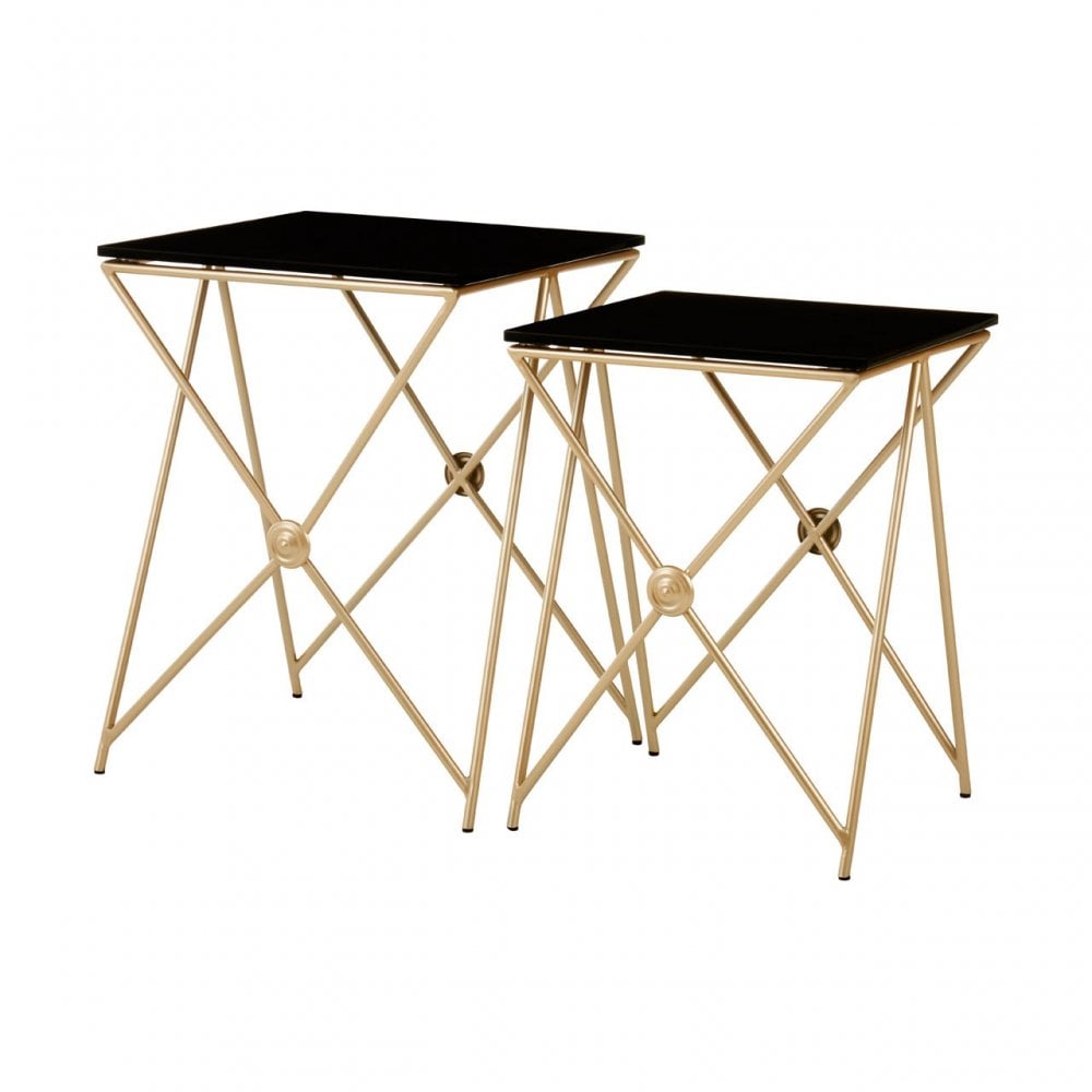 Monroe Gold Finish Side Tables Black