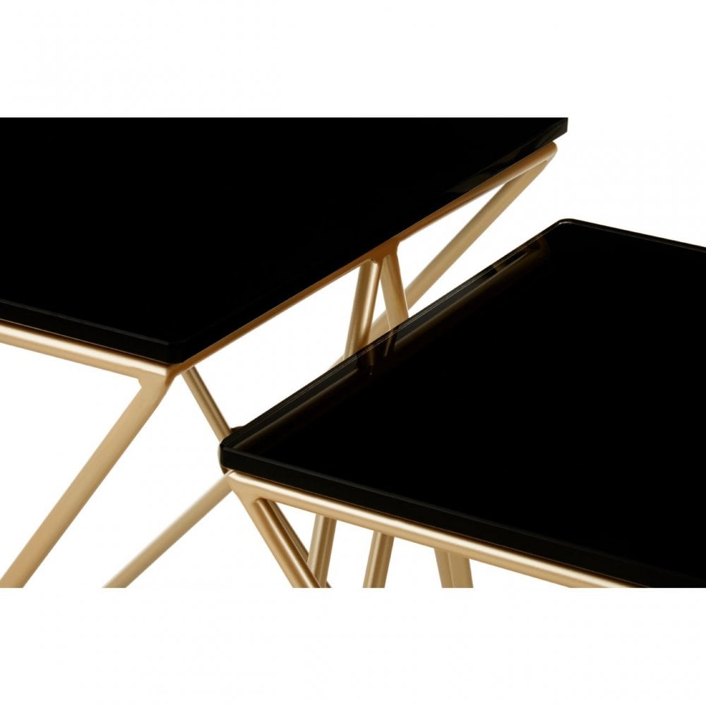 Monroe Gold Finish Side Tables Black