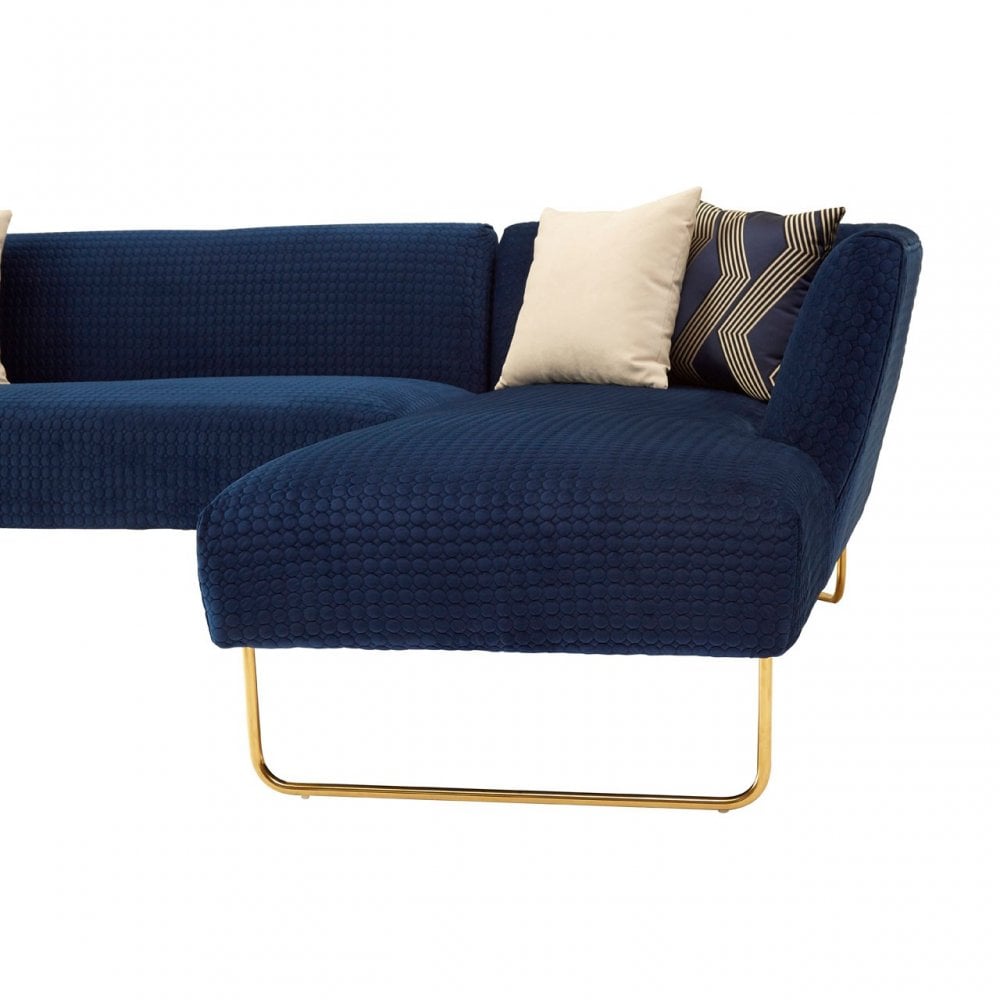 Renee Dark Blue Velvet 5 Seat Corner Sofa Blue