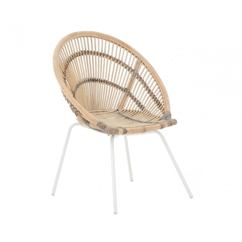 Lagom White Iron Washed Rattan Chair Natural