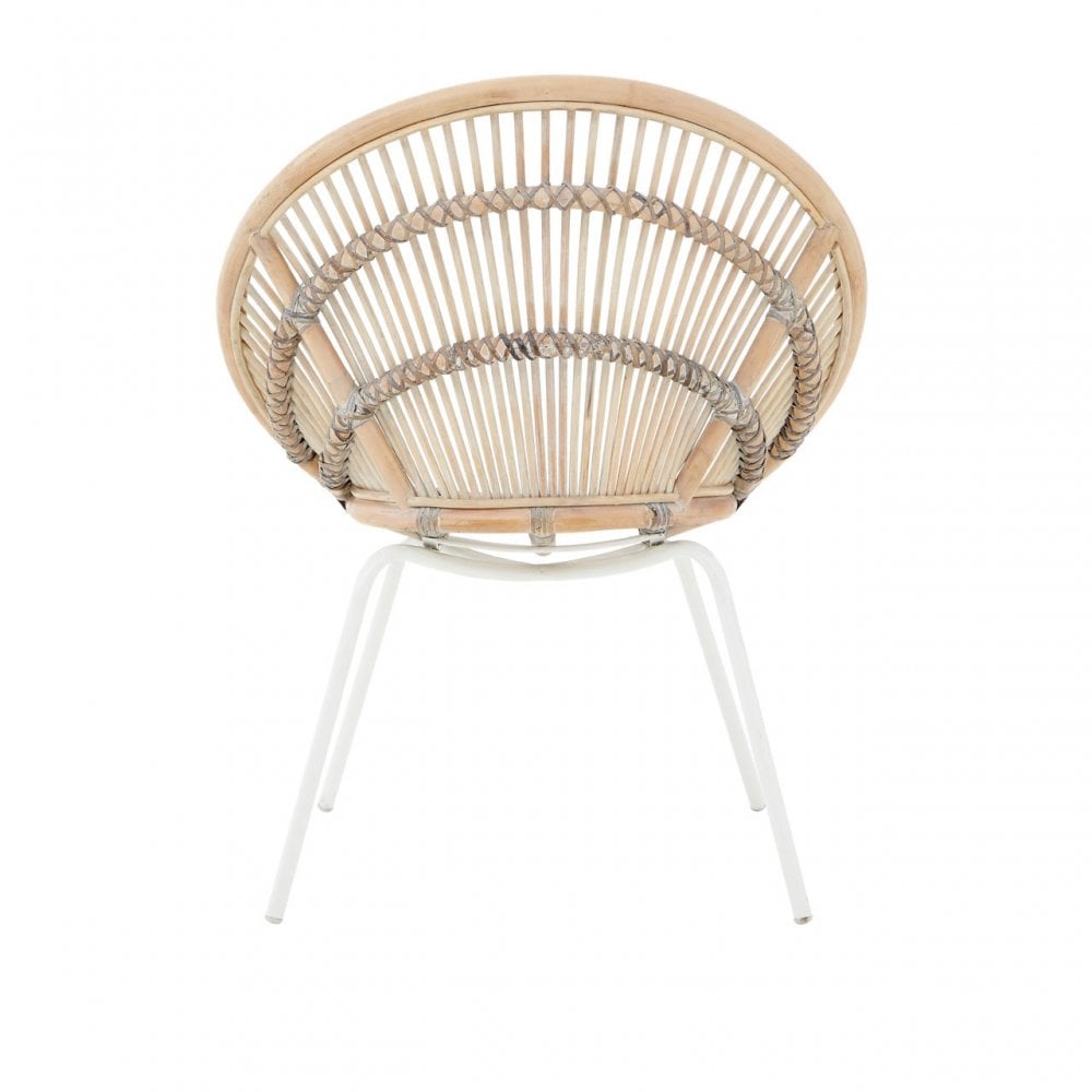 Lagom White Iron Washed Rattan Chair Natural