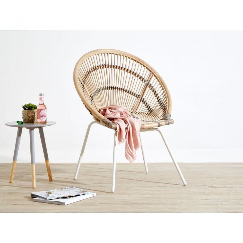 Lagom White Iron Washed Rattan Chair Natural