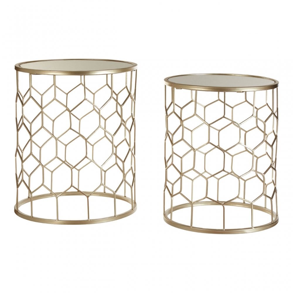 Calias Honeycomb Side Tables - Set of 2 Gold