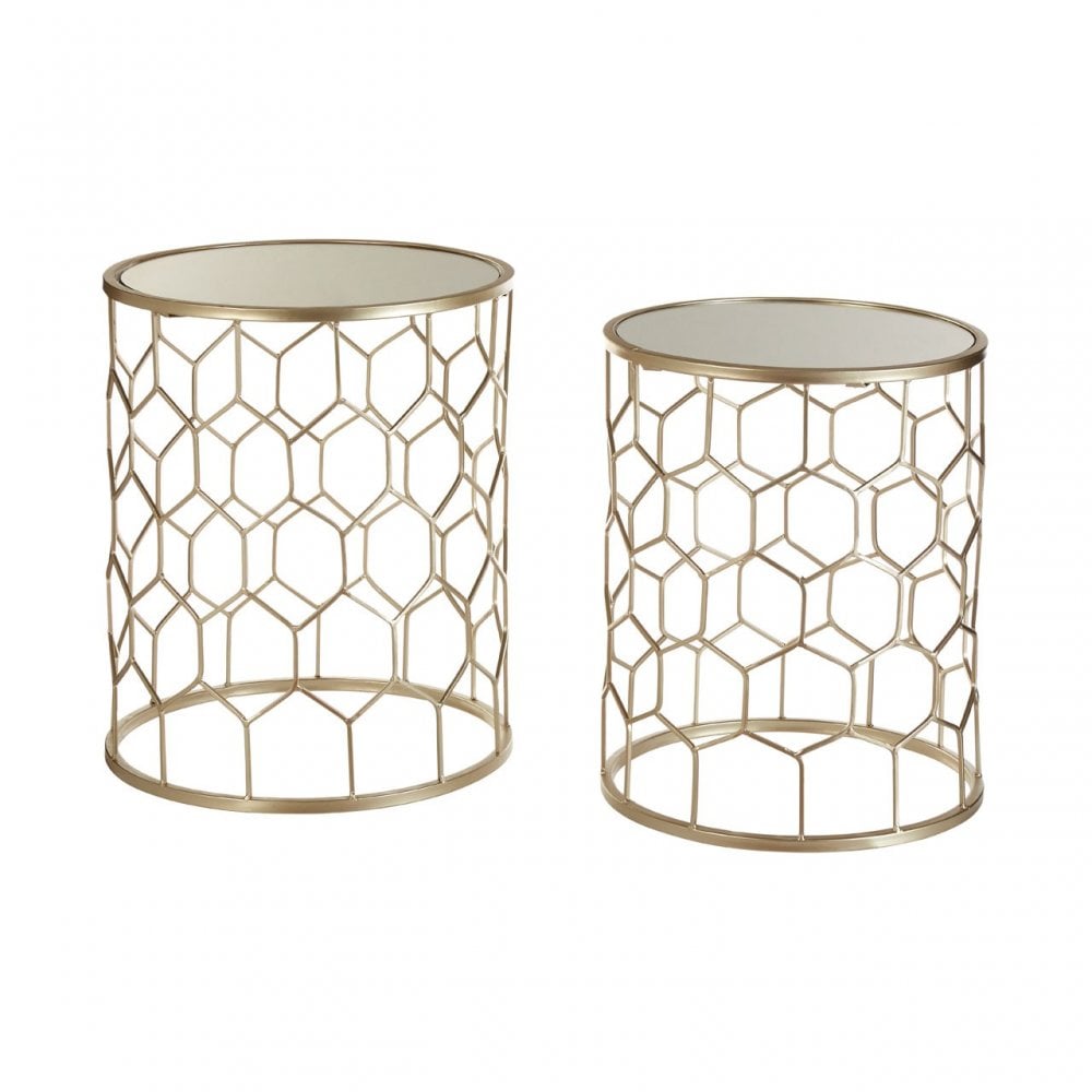 Calias Honeycomb Side Tables - Set of 2 Gold