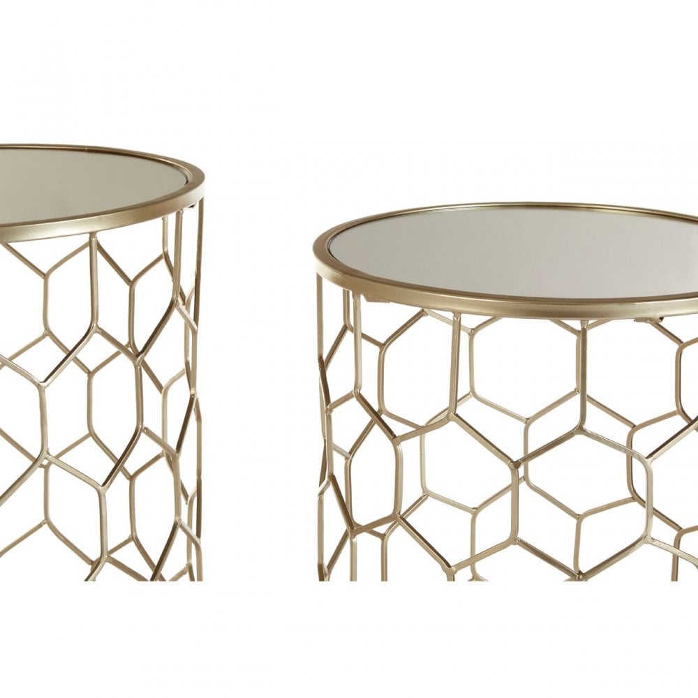 Calias Honeycomb Side Tables - Set of 2 Gold