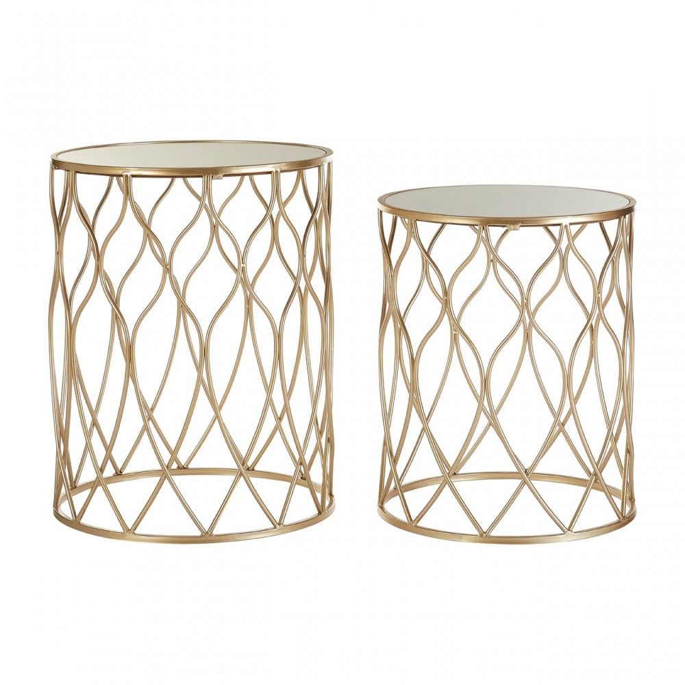 Calias Champagne Iron Frame Side Tables Gold