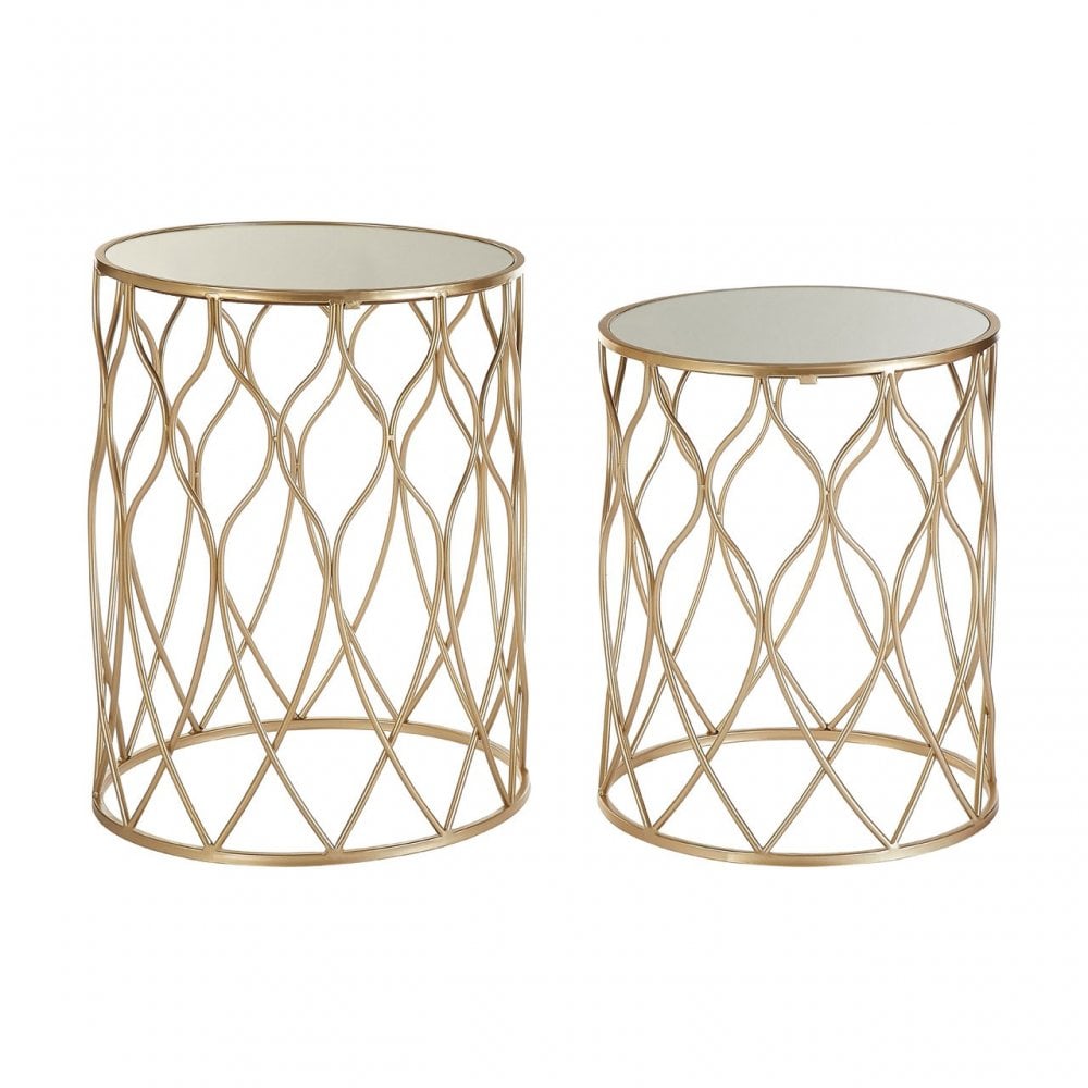 Calias Champagne Iron Frame Side Tables Gold