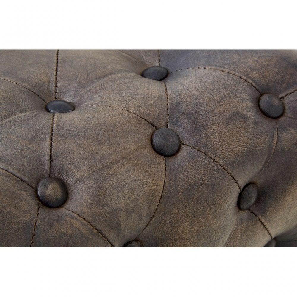 Longhorn Longhorn Buffalo Antique Blue Leather Buttoned Stool Blue