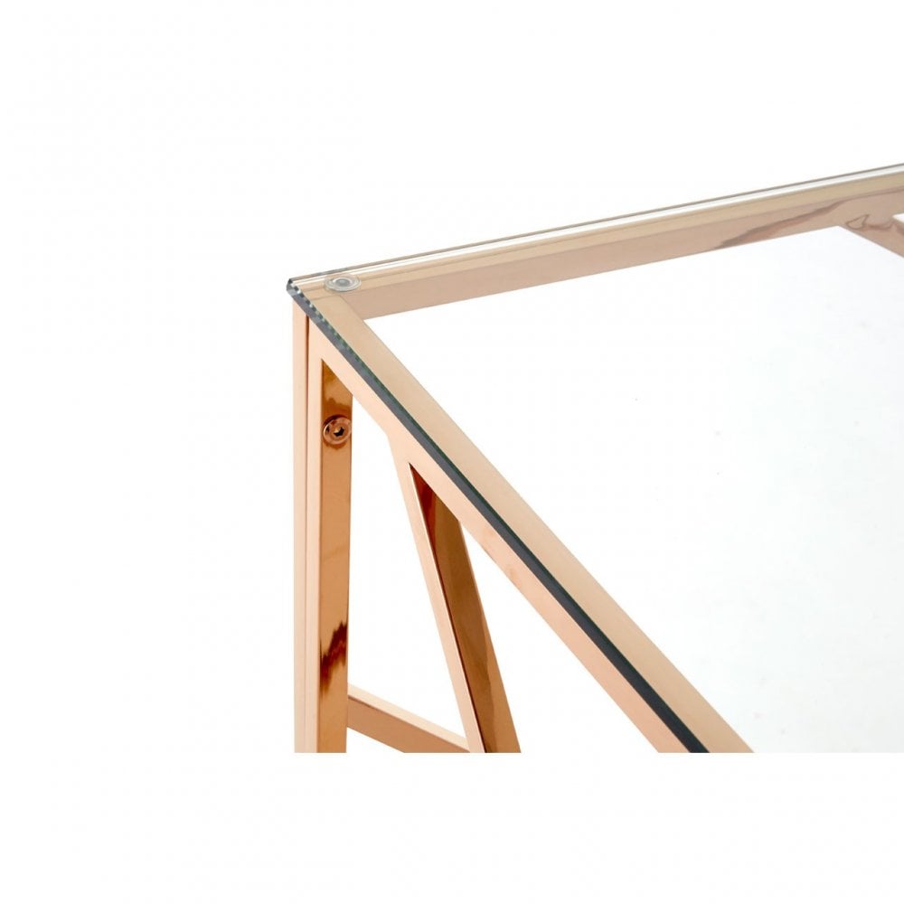 Matayo Rose Gold Geometric Console Table Rose Gold