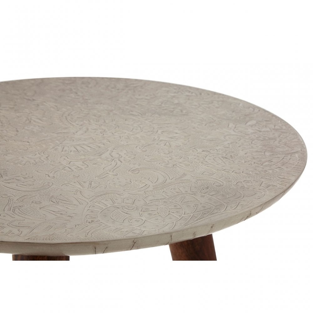 Wulah Carve Side Table White