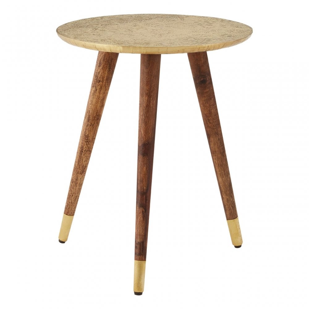 Wulah Carve Side Table Gold