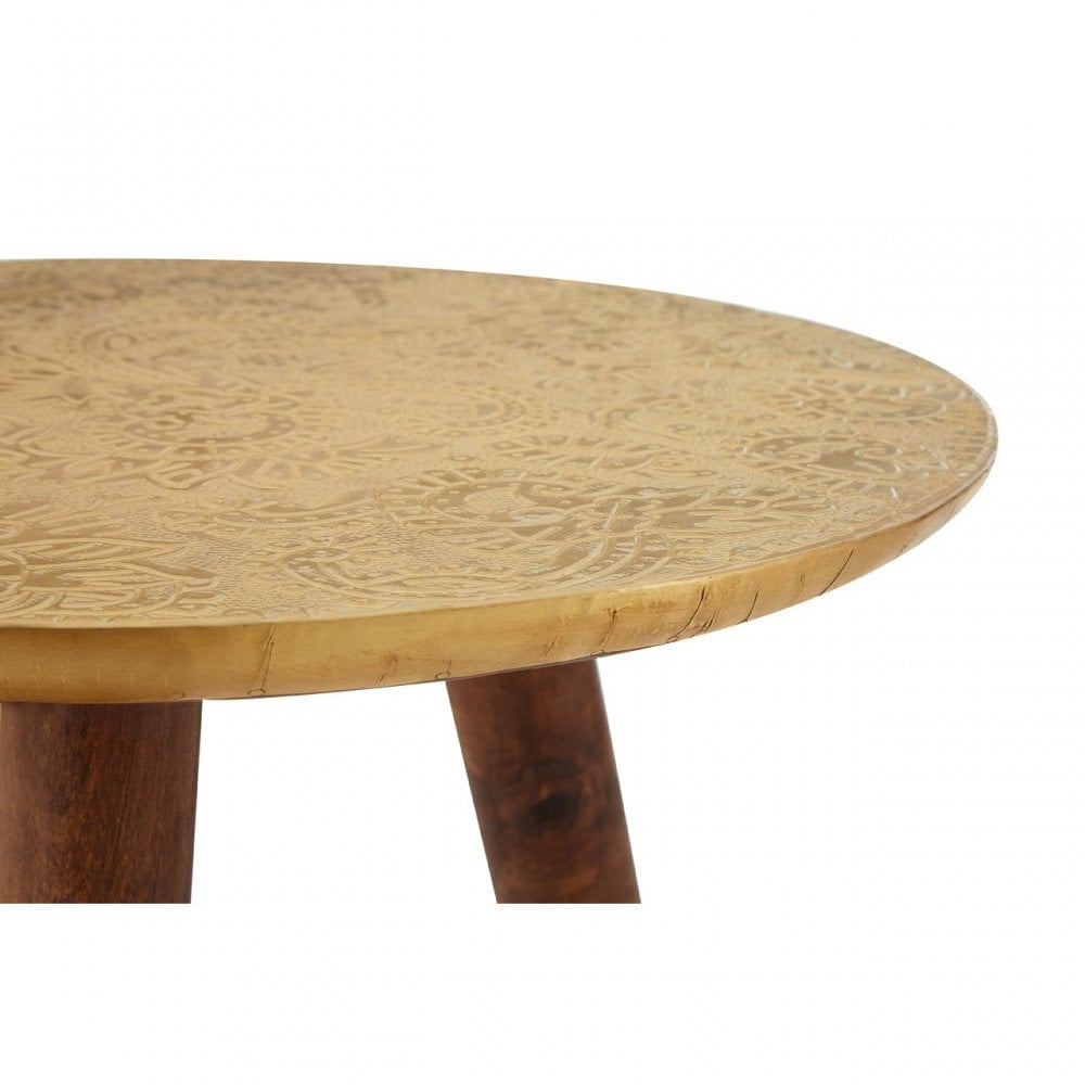 Wulah Carve Side Table Gold
