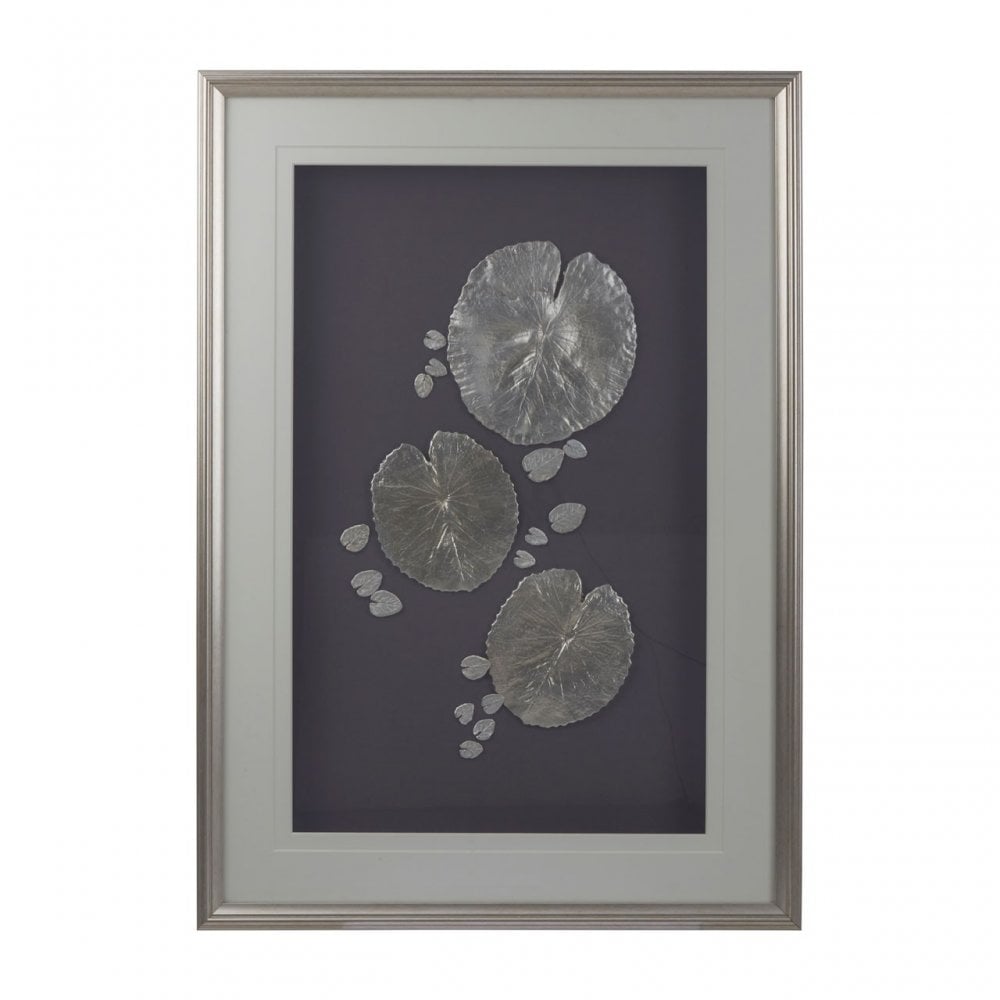 Silver Leaf Design Framed Wall Art Silver