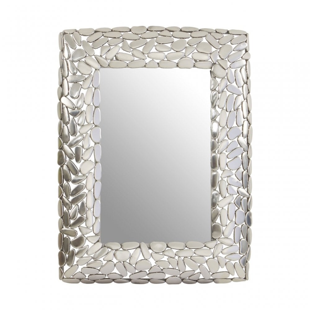 Hamish Pebble Effect Rectangular Wall Mirror Silver