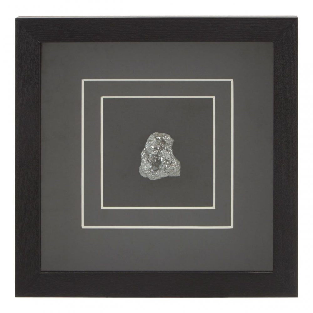 Mounted Set of 4 Silver Stone Wall Art Black