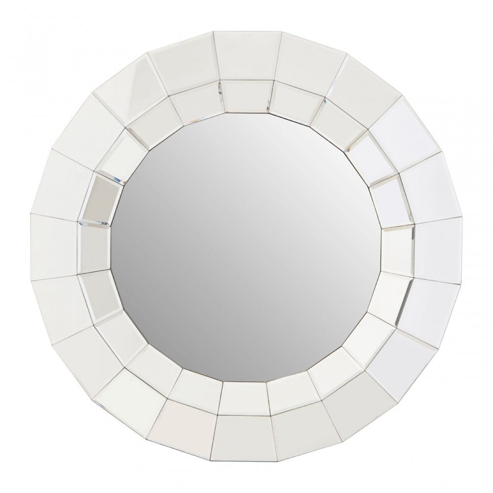 Puzzle Round Wall Mirror Silver