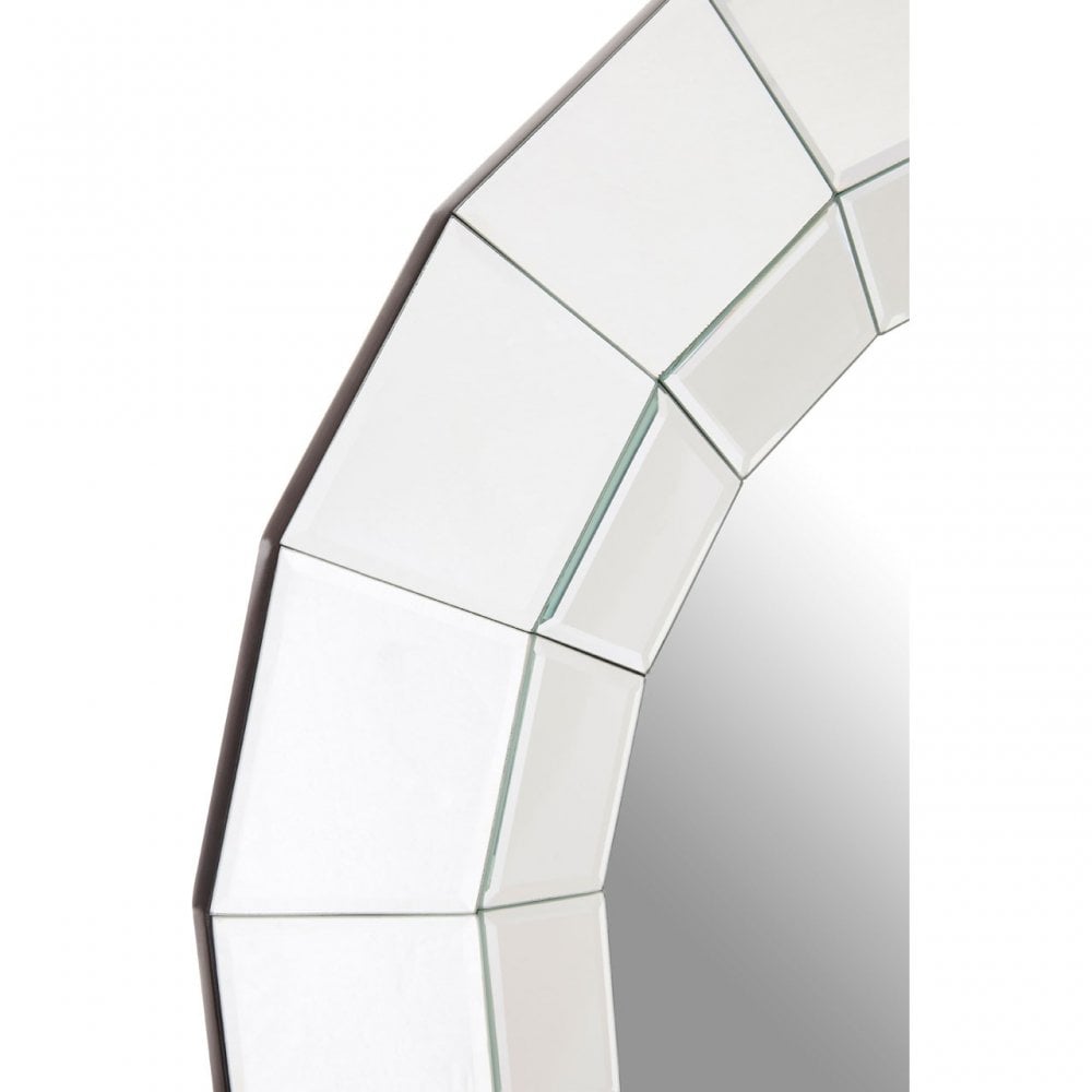 Puzzle Round Wall Mirror Silver