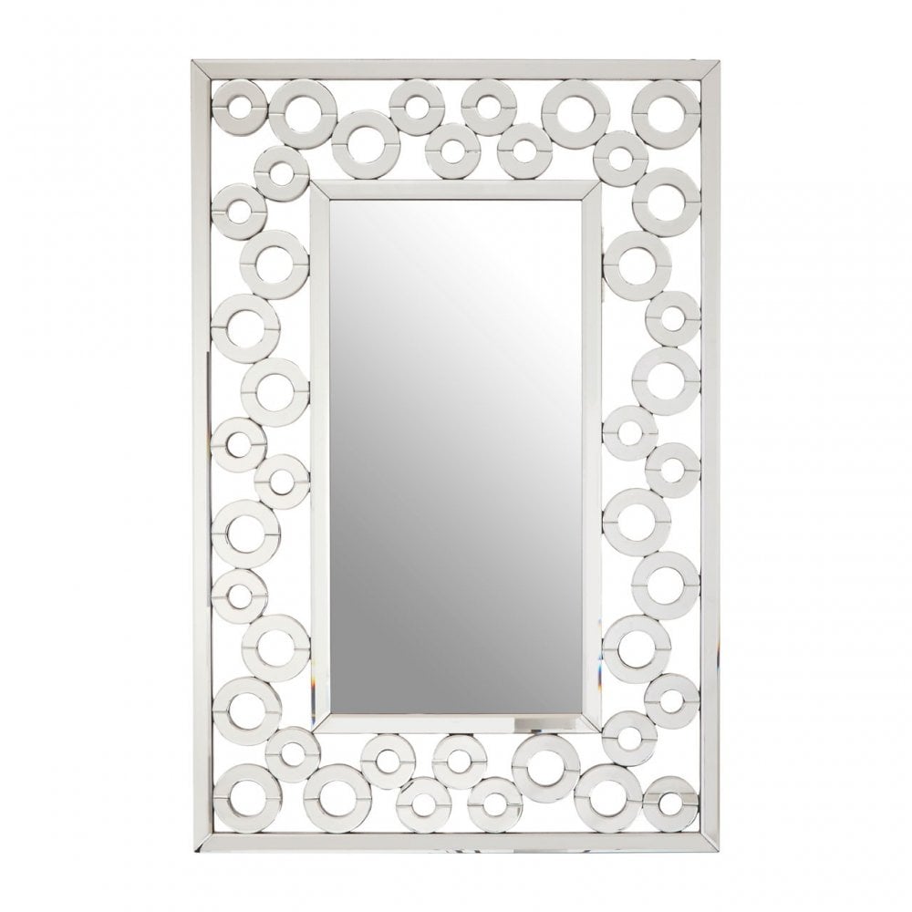 Puzzle Wall Mirror with Scrolled Frame Silver