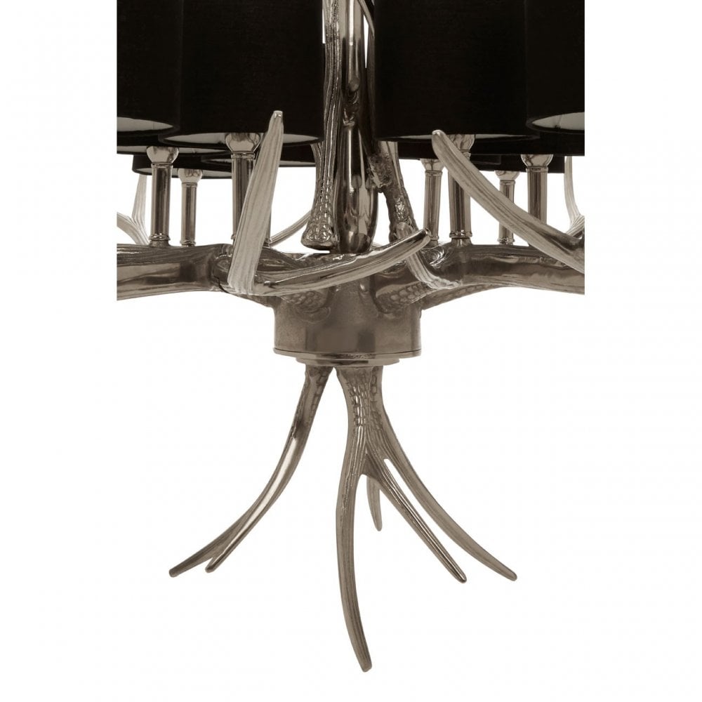 12 Shade Large Antler Chandelier Silver