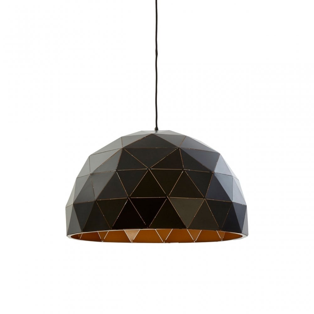 Geoi Large Black Dome Pendant Light Black