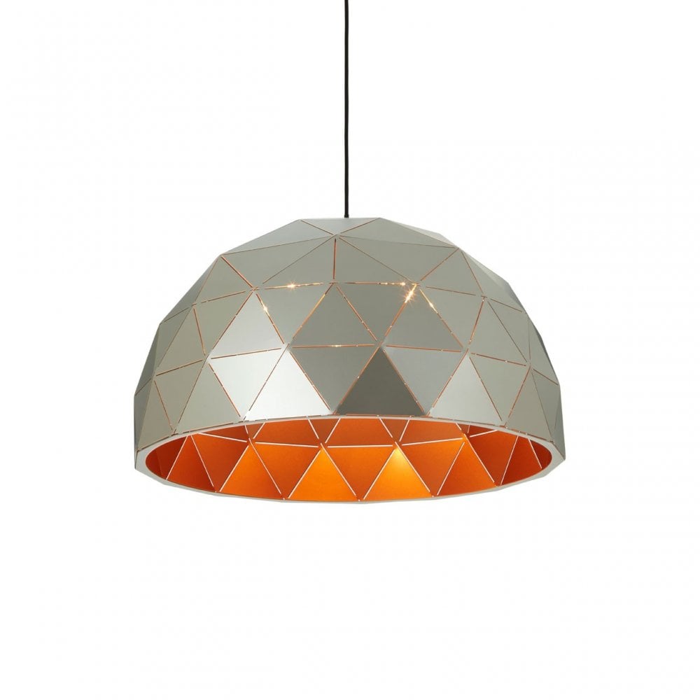 Geoi Large Silver Dome Pendant Light Silver